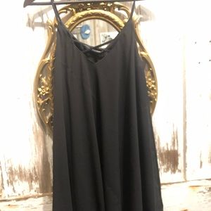 REVERSIBLE BLACK CHIFFON V NECK DRESS